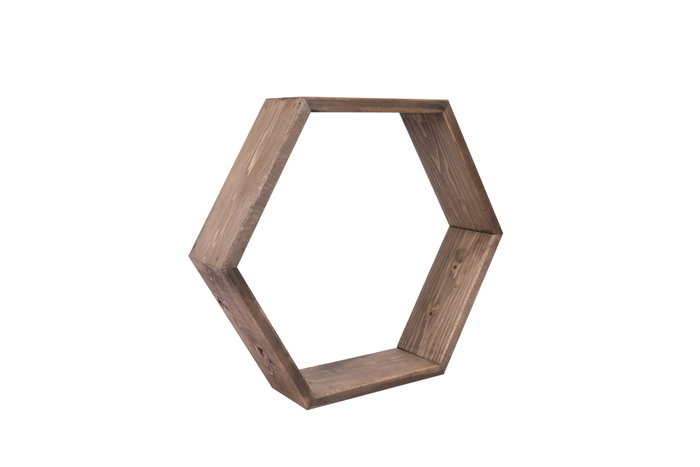 Hanah Home Hex001 Conjunto de 3 Estanterías de Pared de Madera de Abeto Color Nogal
